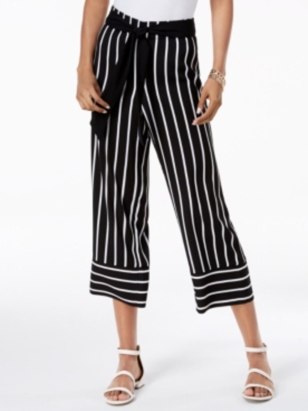 INC International Concepts Womens Striped Cropped Wide Leg Pants